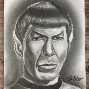 Original Spock pencil portrait wall art.
